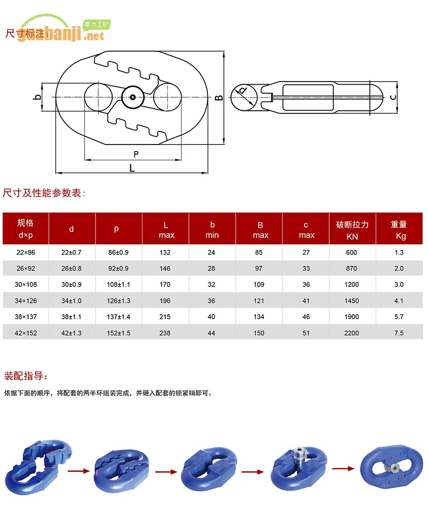 扁平弧齒型接鏈環(huán) 扁平環(huán) 弧齒環(huán)規(guī)格、尺寸、裝配指導(dǎo)